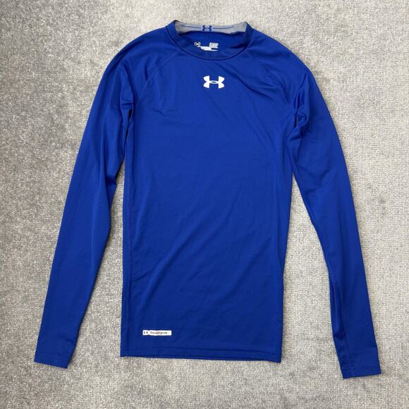 Under Armour Shirt Mens Small Blue Compression HeatGear Long Sleeve Athletic - Picture 1 of 9